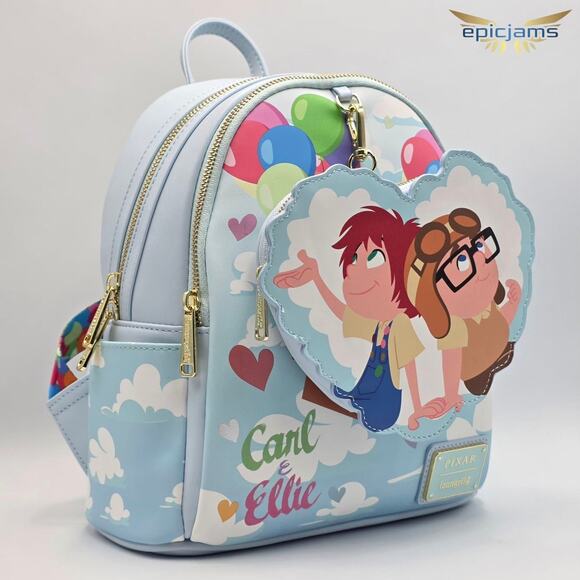 Loungefly Disney Pixar Up Carl & Ellie Balloon Mini Backpack Bag with Coin Purse - Picture 2 of 7